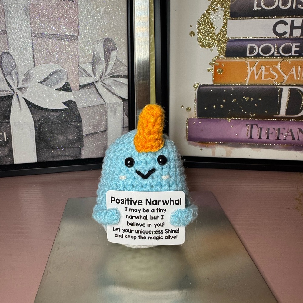 Blue and Orange Positive Narwhal Plush